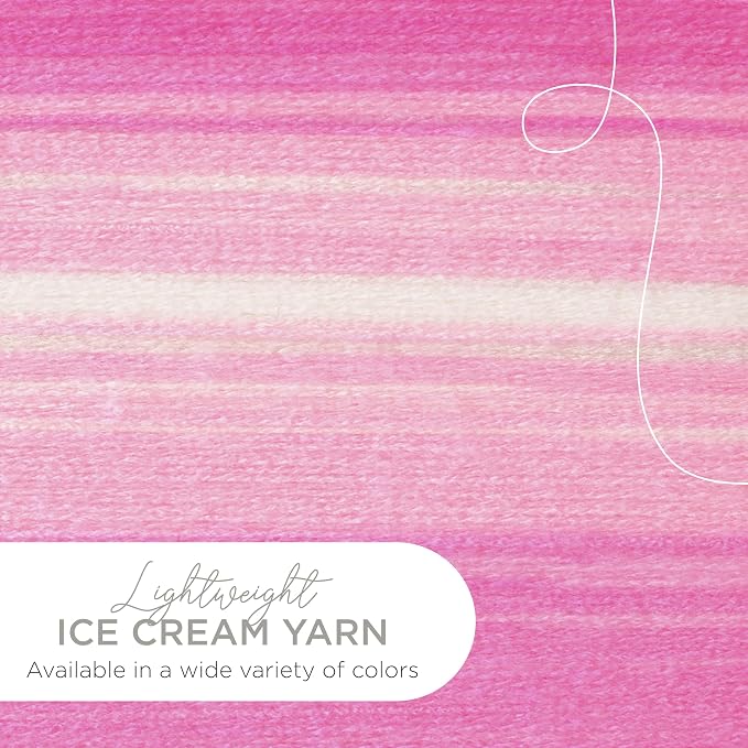 Lion Brand Yarn, Ice Cream Crochet Yarn, Birthday Cake, Pink, 3 Pack