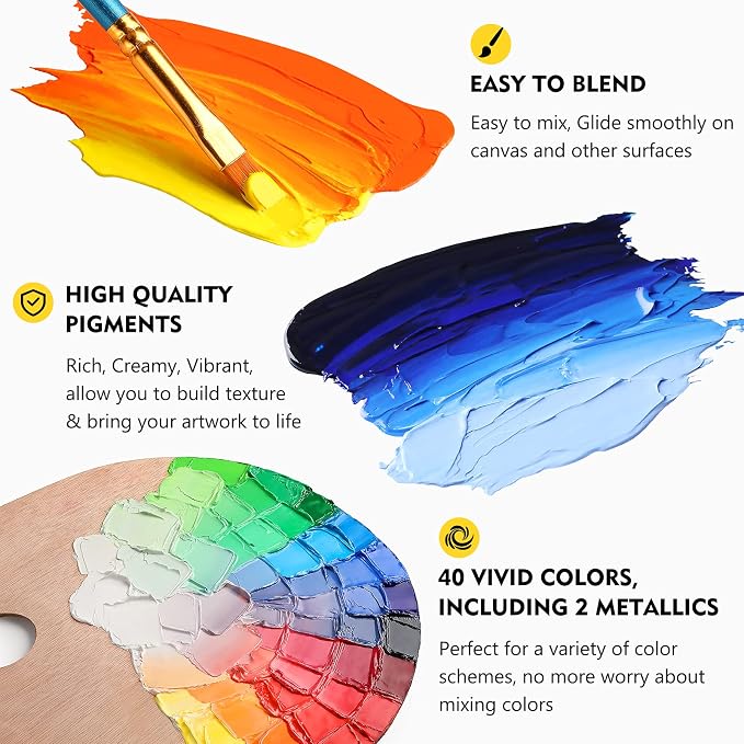 Magicfly Oil Paint, 40pcs (18ml/0.6oz) Oil Paint Set, Oil Paints on Canvas | Professional Oil Painting, Non-toxic, Creamy Texture, Rich Pigments, Easy to Blend, Suit for Artists/Students/Beginners/Kids