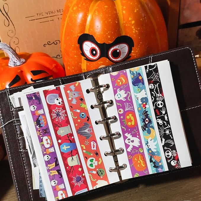 Bomichi 18 Rolls Halloween Thin Decorative Scrapbook Washi Tape Set
