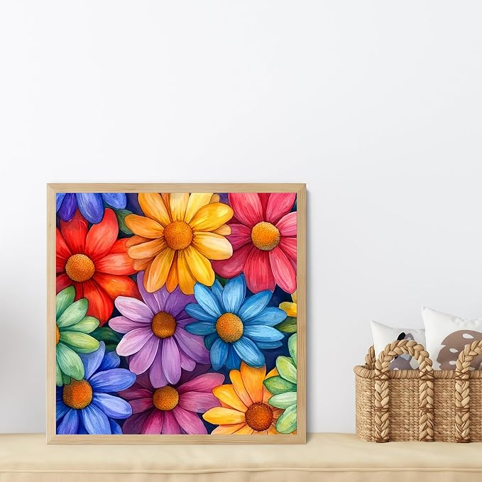 Flowers Diamond Art Kits for Adults, 5D Diamond Painting for Beginners | DIY Full Drill Round Gem Painting Art for Adults, Home Wall Decor 13.78x13.78 Inch