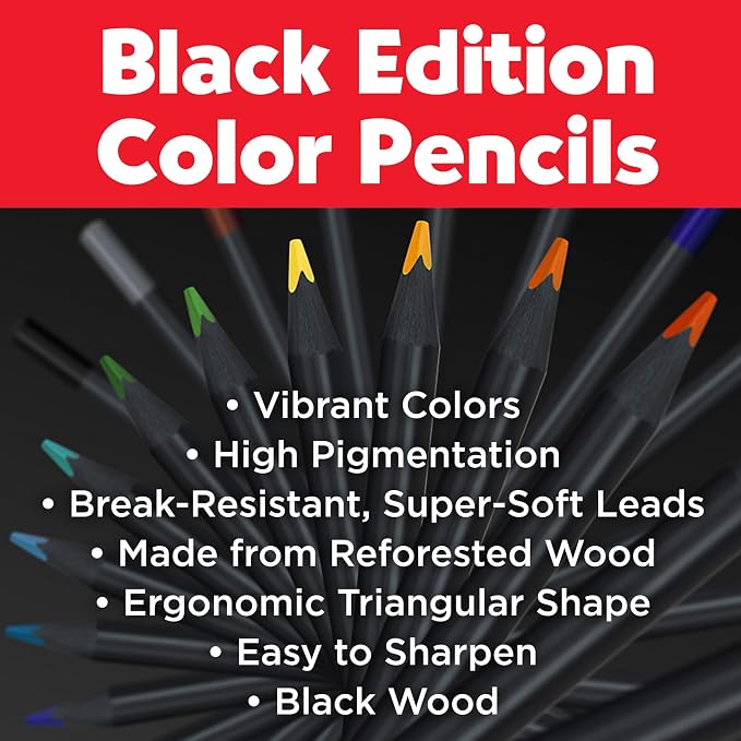 Faber-Castell Black Edition Colored Pencils Roll, 72 Count, Roll-Up Case