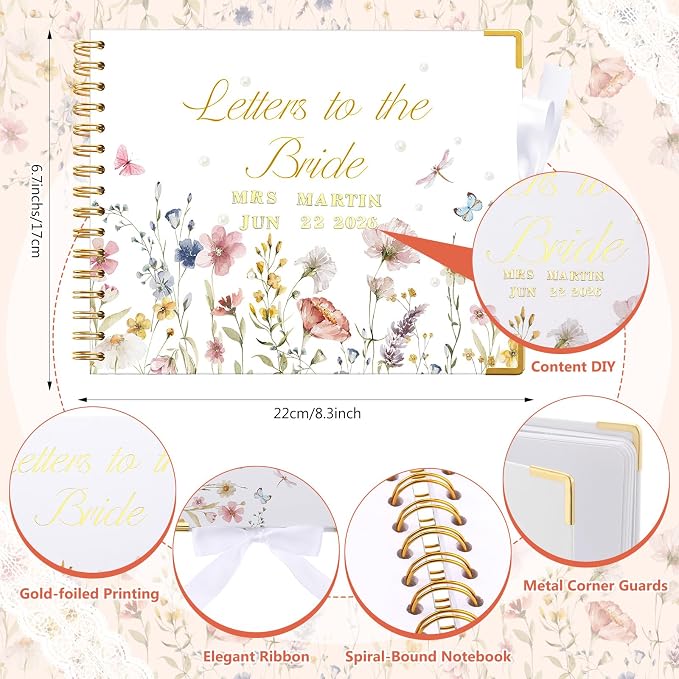 Humyoun Letters to Bride Scrapbook,8.5 X 7 Inch,Field Flower,Colorful