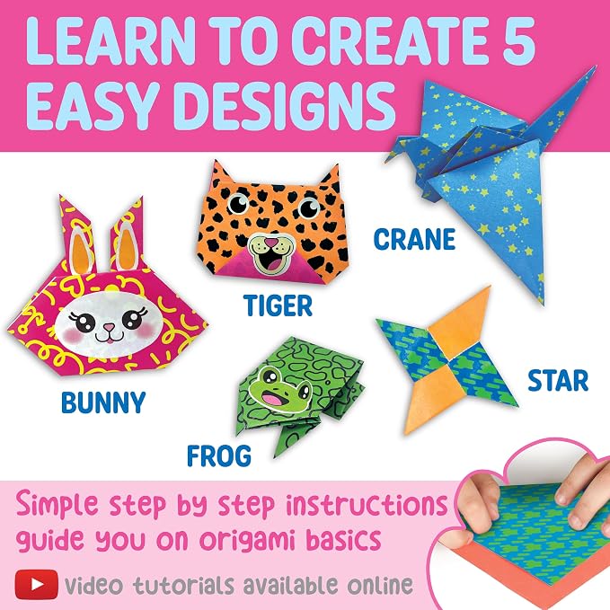Creativity for Kids Neon Origami Mini Kit, 25 Papers (Ages 7+)