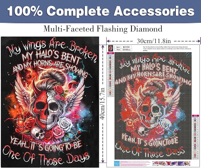 ijbnhd Skull Diamond Art Kits for Adults Diamond Painting Kits 12 x16Inch