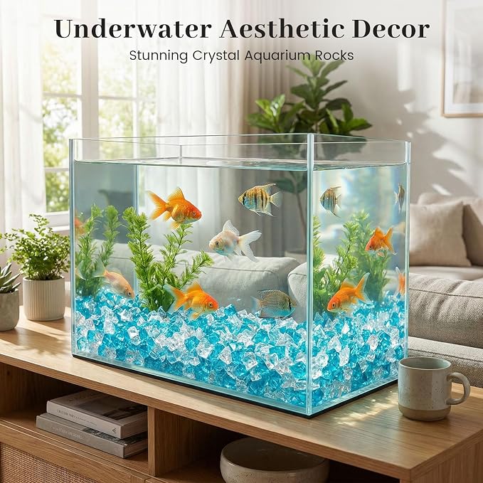 DOMESTAR Mixed Blue and Clear Fake Ice, 150 PCS Acrylic Crystal Vase Filler