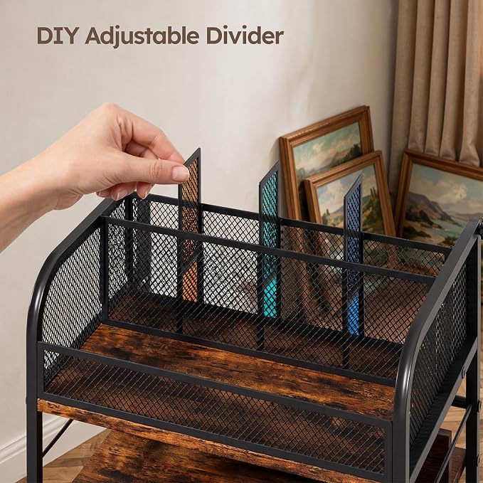 Homsorout Rolling Art Cart with 4 Drawers, Rustic