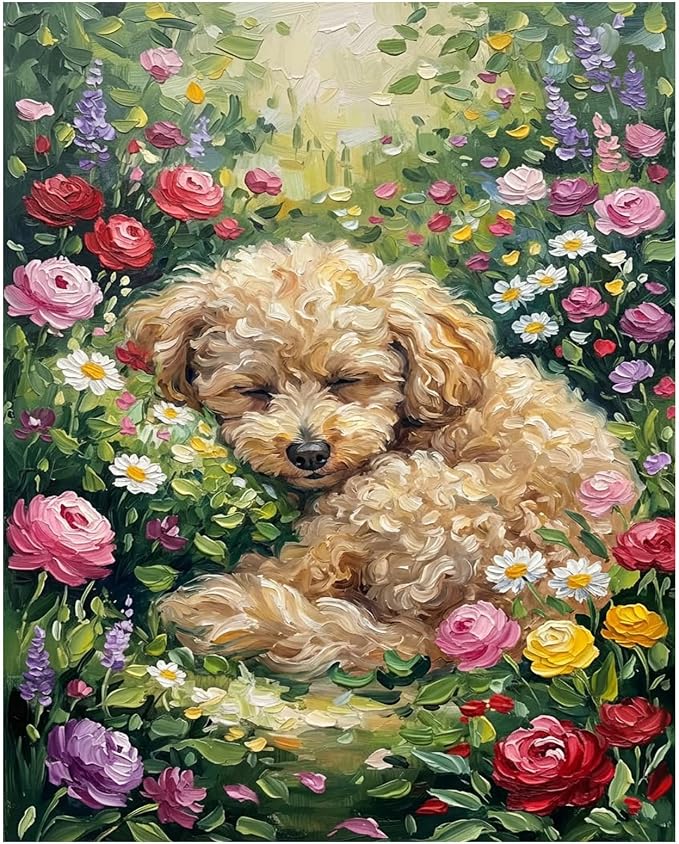 Dog Paint by Numbers Kit for Adults, Adult Paint by Number Kits 16x20 Inch | Paint by Numbers Kit for Adults, Acrylic Painting by Numbers, DIY Arts and Crafts for Gifts or Home Decor