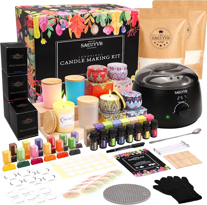SAEUYVB Candle Making Kit,Soy Candle Making Kit for Adult with Melting Pot | Complete DIY Starter Soy Candle Making Supplies/Kit,Suitable for Handmade Candle Gifts and Home Decor