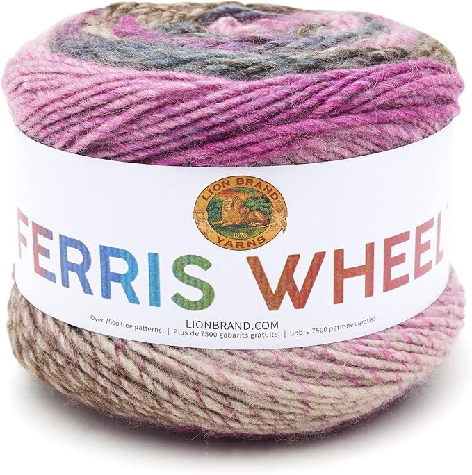 Lion Brand Yarn, Muticolor Ferris Wheel Yarn for Knitting, Crocheting, and Crafts, Wild Violets, 1 Pack
