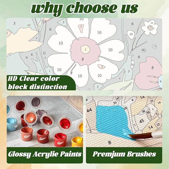 ICYANART Paint by Numbers for Adults Framed, Cat Number Painting 8x12In