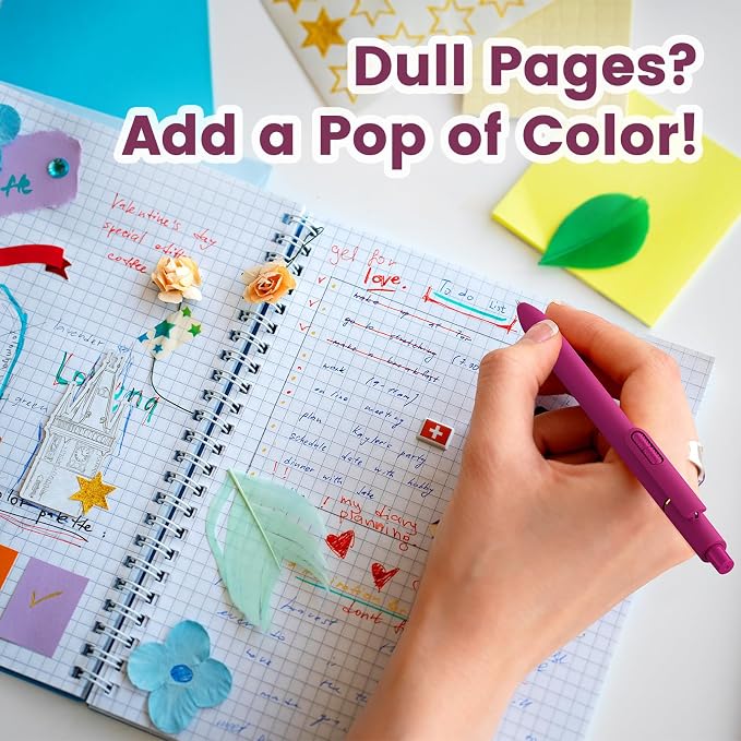 8 Pcs Colored Gel Pens with Fidget, Vintage Color Ink No Smudge