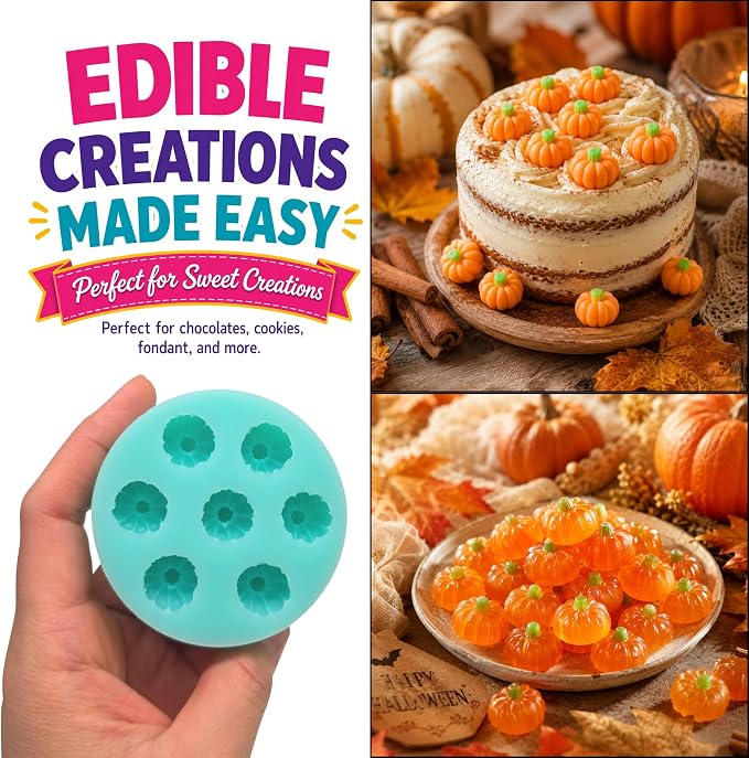 Mini Pumpkin Silicone Mold for Candle Toppers, Wax Melts, Soap Embeds, Resin Crafts, Candy & Jewelry Making – Halloween & Autumn Mold