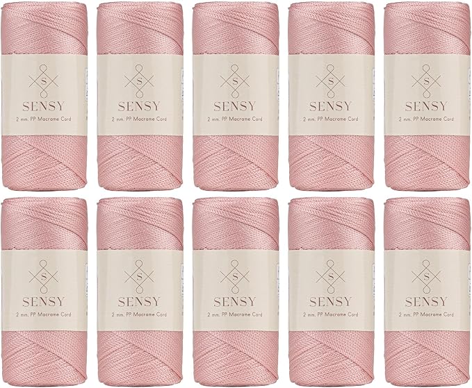 S Sensy 2mm - Premium Polypropylene Macrame Cord, 10 Skein Pink, 252 Yards