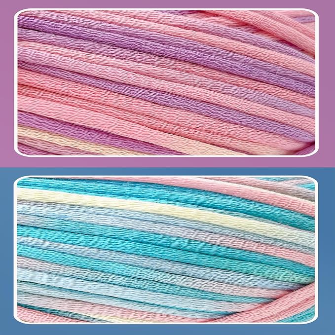 2 x 3.5Oz/120yds Beginner Easy Yarn for Crocheting and Knitting;Worsted-Weight Medium #4;Cotton Blend Yarn for Beginners Amigurumi DIY(Periwinkle+Blue,2 Skein)