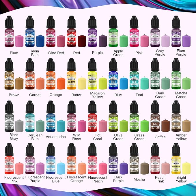 Roizefar Liquid Candle Dye - 36 Colors, 0.34 fl oz Each