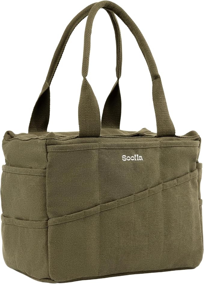 Soolla Studio Bag: Art Supply Storage Organizer & Pottery Tool Bag, Washable Tote, Yarn Bag, Crochet, 30 Pockets, 15+ Colors
