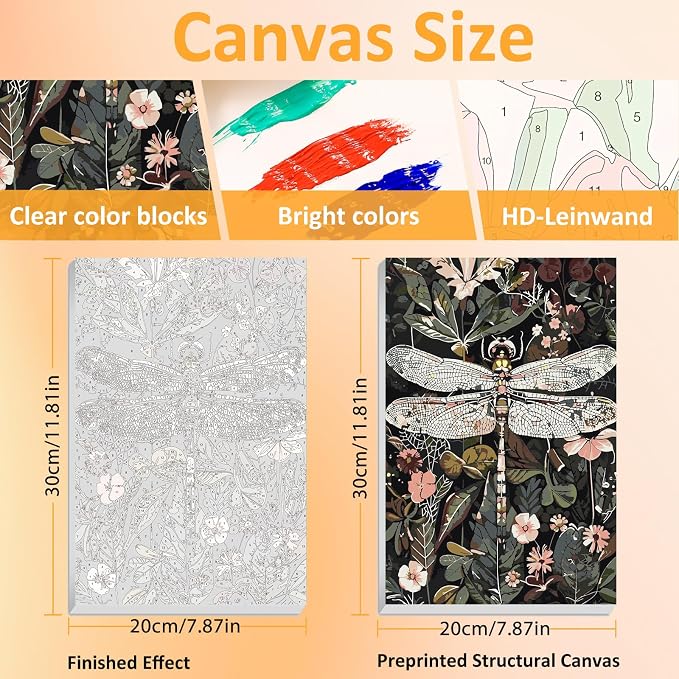 Mandun Insect Paint by Numbers Kit for Adults, 3 Pack, 7.8x11.8 inch | DIY Painting Kits Crafts for Adults, Relieve Stress, Frame Canvas, Wooden Easel, Gift Box, Home Wall Decor