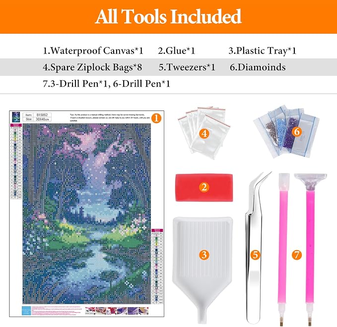 Diamond Art Kits for Adults, Forest DIY 5D Diamond Painting for Beginners | 12x16 Inch, Full Drill Round Dots, Fantasy Landscapes Gem Art Craft Kits, Home Wall Decor, Stress Relief Relaxing Hobby Gift