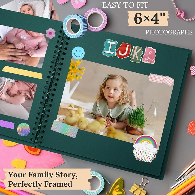 Scrapbook Photo Album 7"x7" 20 Sheets 40 Pages Hardcover Kraft Paper Khaki