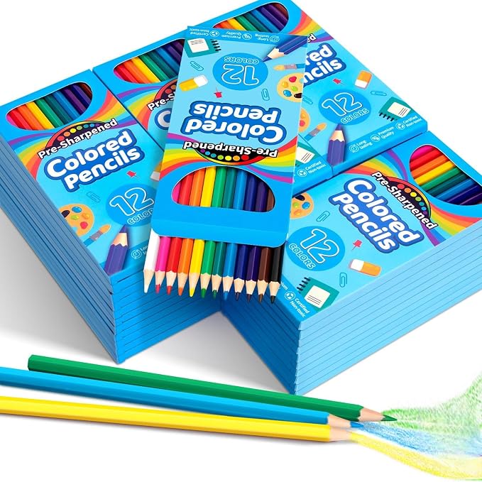 Jyusmile 432 Count Colored Pencils Bulk, 36 Pack Coloring Pencils for Kids | 12 Assorted Colors, Pre-sharpened, Back to School Supplies for Teachers, Classroom Prizes, Drawing Art Supplies