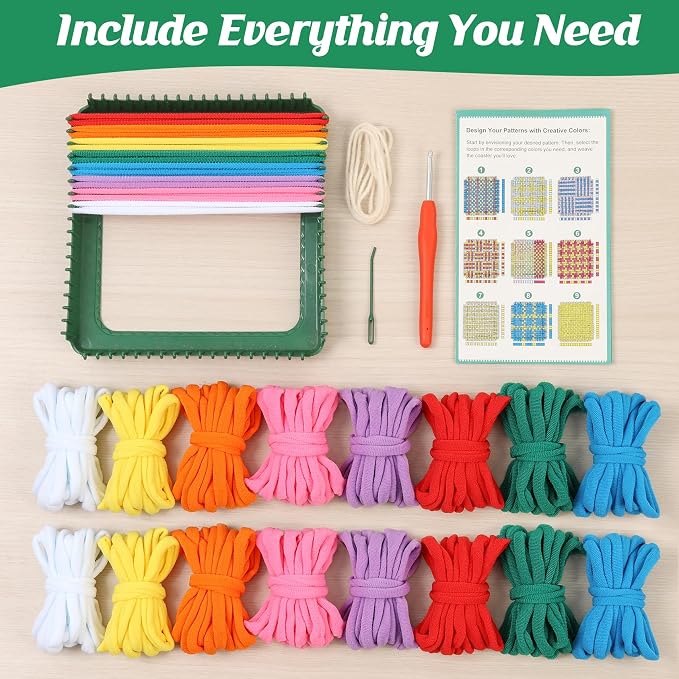 IQKidz Weaving Loom Kit for Girls Ages 8-12, DIY Arts and Crafts for Kids and Adults, Great Toy Gifts for Beginners 6-8 9 10 11 12, Potholder Knitting Loom with 224 Refill Loops