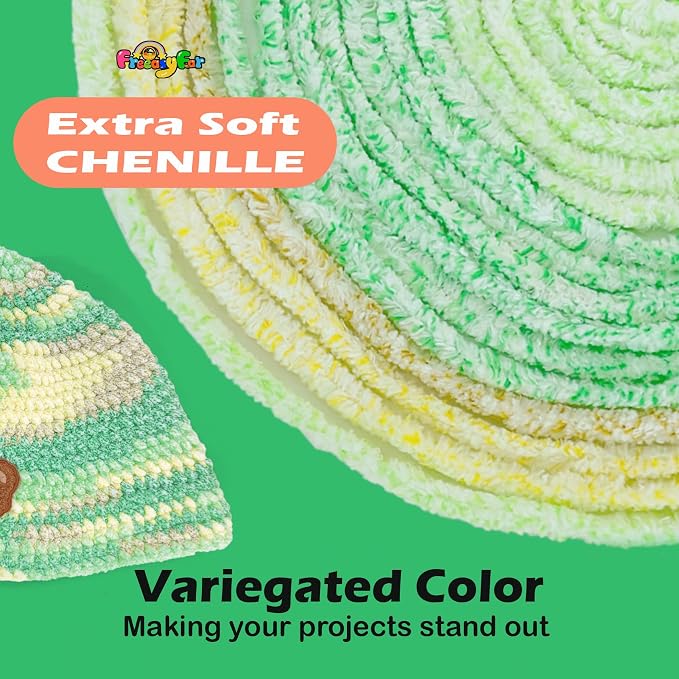 Super Soft Velvet Chenille Yarn for Crocheting and Knitting-Easy to Crochet-Bulky, 3.5oz/93yds of Each Skein-Chunky Plush Yarn for Hand Craft Blanket Ammigurumi DIY (Mint Breeze, 6 Pack)