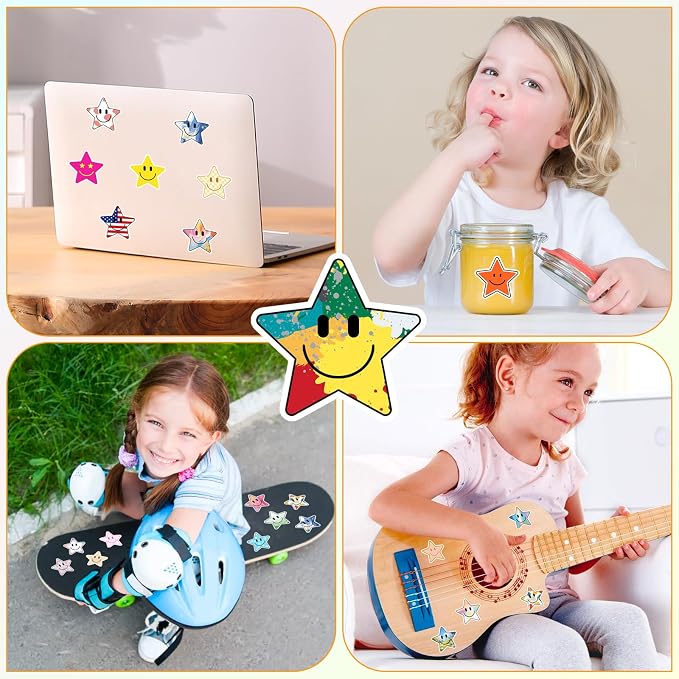 50PCS Smile Star Stickers, Cute Water Bottle Stickers for Kids