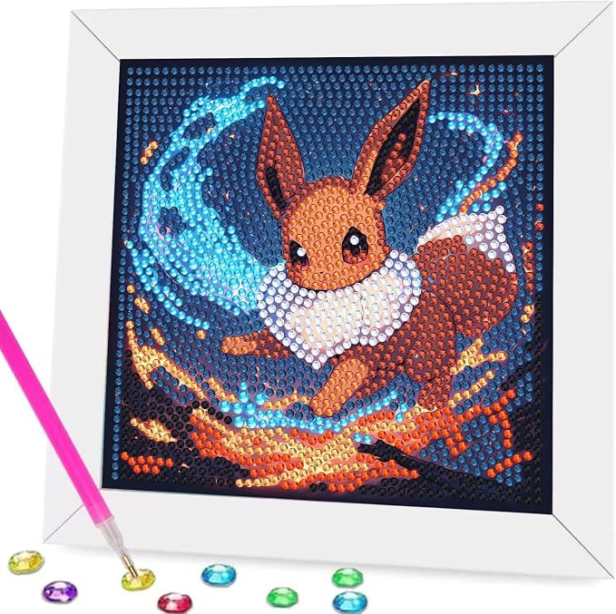 5D DIY Diamond Painting Kits for Kids with Frame,Cartoon Diamond Art for Kids Ages 4-8-12,Easy Gem Kit Kid with Beautiful Box for Gift Home Wall Decor(7x7inch)
