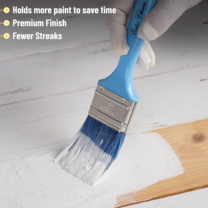 Bates 4 Pack Vibrant Plastic Handle Paint Brushes - Stain & Furniture Brushes for Painting Walls