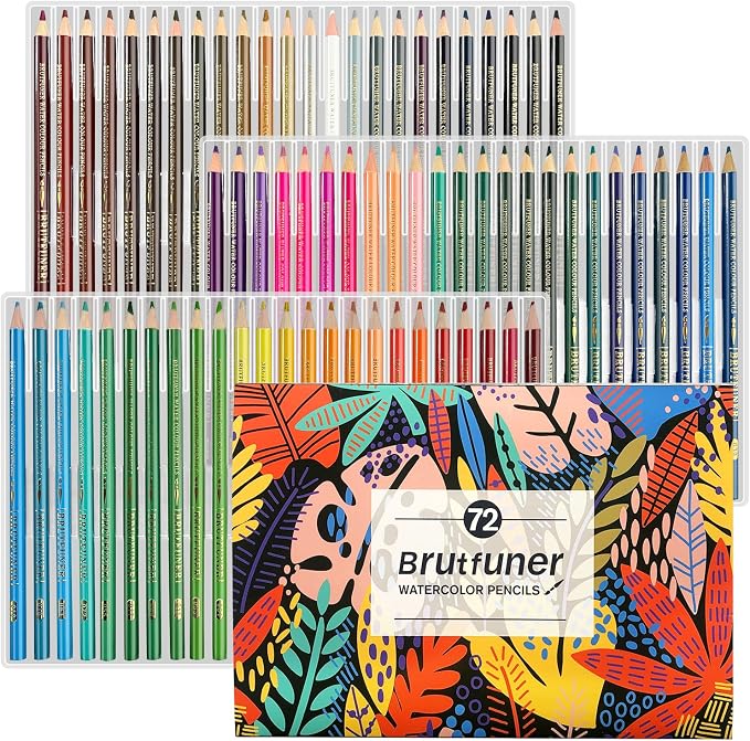 LBW Professional Watercolor Pencils for Adult Coloring Books, 72 Blendable Watecolor Pencils Set for Artists Beginners, Water Soluble Colored Pencils Wet or Dry