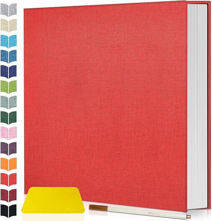 Artfeel Photo Album Self Adhesive Scrapbook,Large Photo Book for 4x6,5x7,8x10 Pictures,DIY Album for Baby Wedding Family Travel Birthday,with Metallic Pen and Scraper