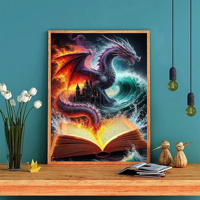 ijbnhd Dragon Diamond Art Kits for Adults Books 12x16in