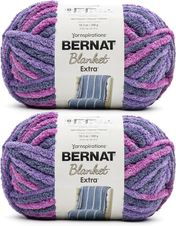 Bernat Blanket Extra, Chunky Yarn for Crocheting, Purple Sunset, 2-Pack