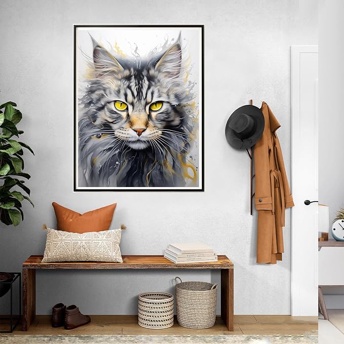 SKRYUIE Paint by Numbers Kit for Adults Beginner Cat, Acrylic Pets Oil Painting by Numbers Kits with PaintBrushes Paintwork Art Crafts Canvas for Home Decor 16x20 inch