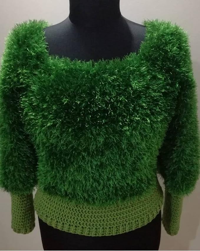 Eyelash Fun Fur Yarn Premium 100% Polyester 164 Yds (150 Mt), 3.53 Oz (100 Gr) Colorful Crochet Yarn Dıy Hand Knitting. (Green, 3 Skein)