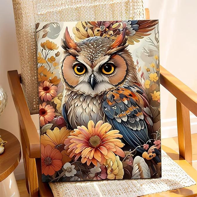 XTCIXAL Paint by Numbers Kit for Adults, Owl, 16X20 Inch | DIY Paint by Number for Adults Beginner, High-Definition Color Canvas, Stress Relief, Home Wall Decor, Gifts, Unframed