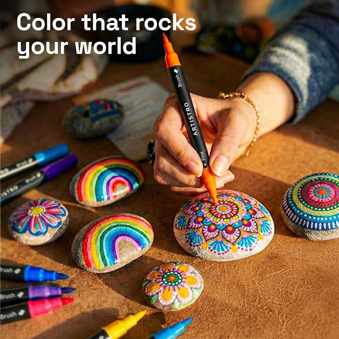 ARTISTRO 24 Rock Acrylic Paint Marker Pens - Rock Painting Kit