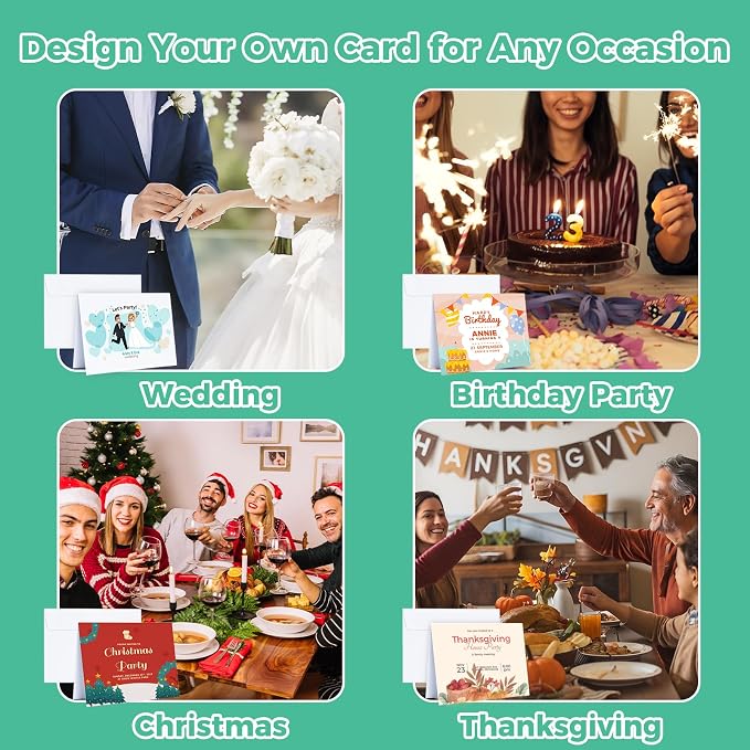 Ohuhu 4x6 Blank White Cards and Self-Seal Envelopes 100 Pack for DIY Cards | 4" x 6" Heavyweight Folded Cardstock and A4 Envelopes for DIY Greeting Cards Wedding Birthday Invitations & All Occasions