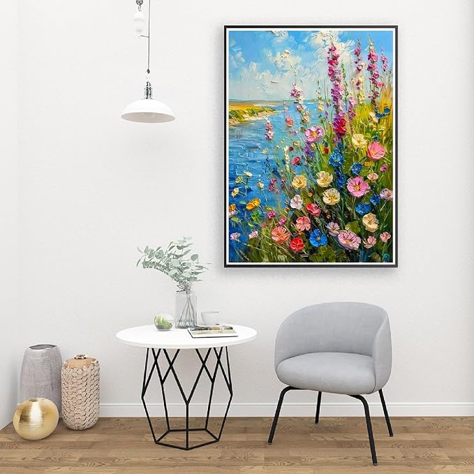 YarnMate Wild Flowers Paint by Numbers for Adults,Paint by Number for Adults Beginner,Easy Acrylic Paint by Number on Canvas for Relax and Home Wall Decor 16X20 Inch (Without Frame)
