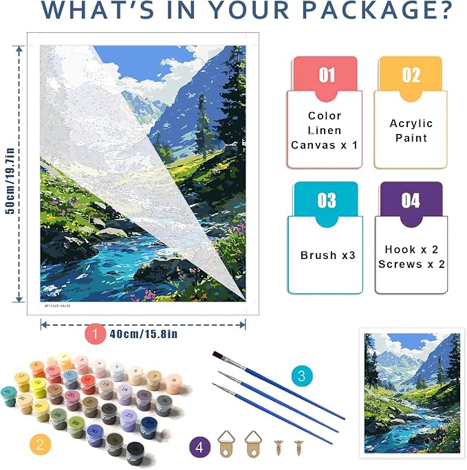 Mountain Paint by Number for Adults, Landscape Paint by Numbers for Adults | Paint by Numbers for Adults Beginner, Mountains Paint by Numbers for Gift Home Wall Decor (Mountain, 16x20 inch) Frameless