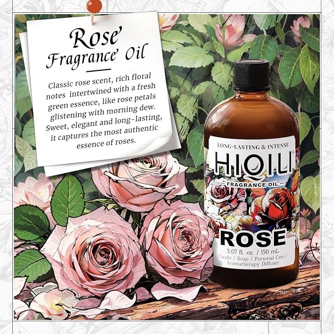 HIQILI Rose Fragrance Oil for Perfume Making, DIY Skin Product - 5.07 Fl Oz