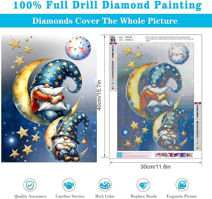 Meothan Diamond Art Kits for Adults Gnomes Diamond Painting Kit 12x16in