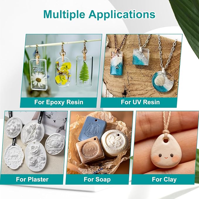 30PCS Hole Maker Resin Tool for Resin Mold, Drill-Free Silicone Resin Inserts, Resin Accessories for Epoxy Resin, 6 Sizes for Resin Jewelry Making & Keychain Crafts