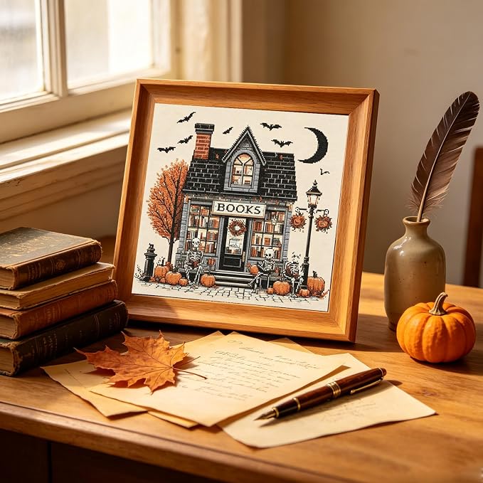 Halloween Bookstore Diamond Painting Kits for Adults,Book Diamond Art Kits