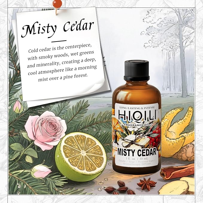 HIQILI Misty Cedar Fragrance Oil for Diffuser, Candle & Soap Making