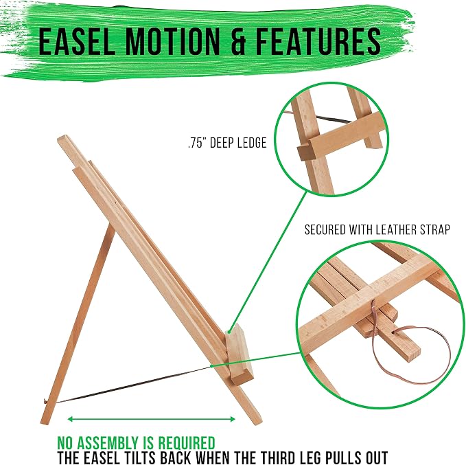 U.S. Art Supply 14" Medium Tabletop Display Easel - Beechwood, Pack of 12 | Artist Wooden A-Frame Display Stand, Easel for Painting, Canvas Stand, Classrooms Events Photo Picture Sign Holder