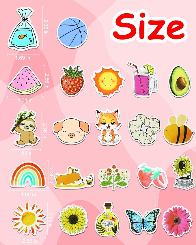 EOAOD 400 Cute Aesthetic Water Bottle Stickers for Kids, Waterproof Vinyl | Perfect for Classroom Prizes and Rewards, Laptops, Skateboards, Notebooks and Crafts, Ideal for Kids, Teens and Students