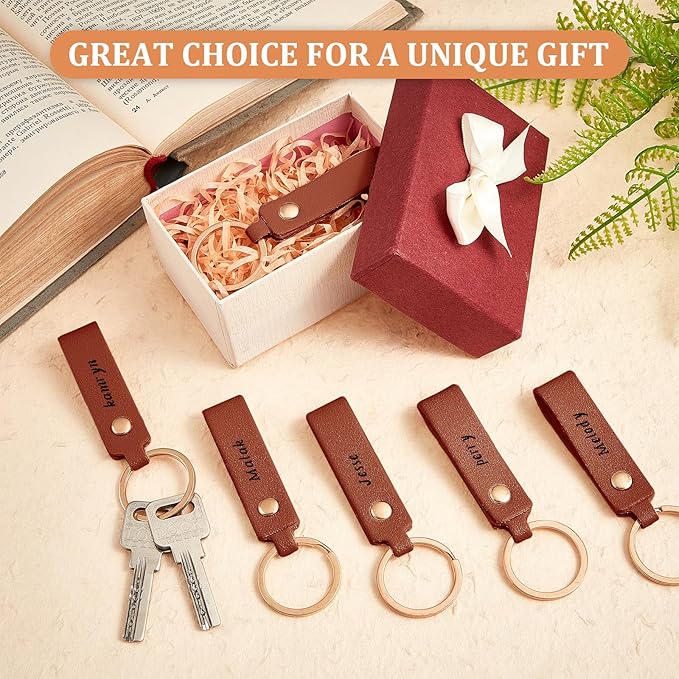 Wavyknot 100 Pcs Leather Keychain Blanks, 3.7 x 0.7 Inches, Dark Brown