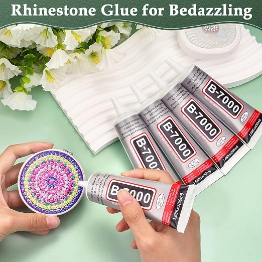B7000 Glue Clear with Precision Tip for Rhinestones, 5Pcs 50mL/1.68 fl oz | Strong Adhesive Jewelry Bead Gem Glue, Quick Dry Bedazzling Glue for Jewelry Making Repair Fabric Clothes Shoes DIY Crafts
