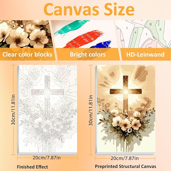 Mandun Religious Paint by Numbers Kit for Adults, 3 Pack, 7.8x11.8 inch | DIY Painting Kits Crafts for Adults, Relieve Stress, Frame Canvas, Wooden Easel, Gift Box, Home Wall Decor